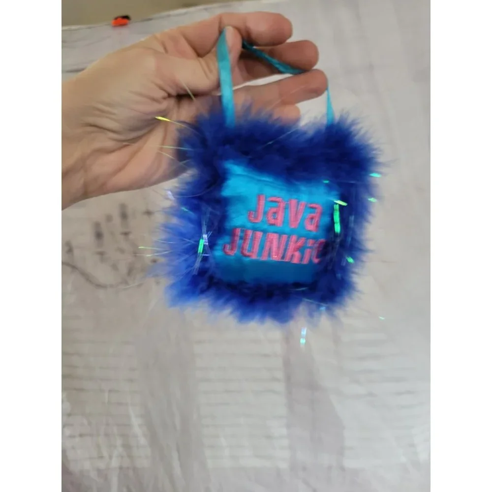 Coffee Java pillow blue sparkle ornament‎ Xmas holiday home tree decor